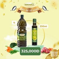 Combo Dầu ăn oliu Hanoli 1L và Dầu oliu siêu nguyên chất Olympias 250ml