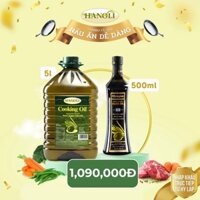 Combo Dầu ăn oliu Hanoli 5L và Dầu oliu siêu nguyên chất Olympias 500ml
