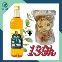 Combo dầu đậu phộng organic Ms Mi 1 lít + 250gr hạt óc chó Mỹ {GIÁ GỐC 165K}