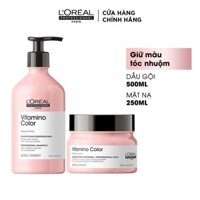 Combo Dầu gội 500ml & Dầu hấp 250ml giữ màu tóc nhuộm & dưỡng tóc mềm mượt Vitamino Color