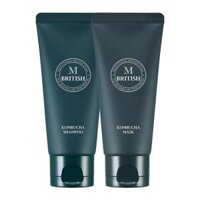 Combo dầu gội đầu và mặt nạ tóc cao cấp BRITISH M Kombucha 750ml - Combo 50ml