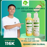 Combo Dầu gội-Dầu xả Keratin và Collagen Nano Giúp Tóc Khoẻ, Suôn Mượt, Giảm Gãy Rụng