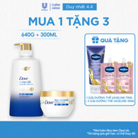 Combo Dầu Gội, Kem Ủ Dove Ceramide Phục hồi hư tổn / Biotin Ngăn gãy rụng tóc 640g, 300ml