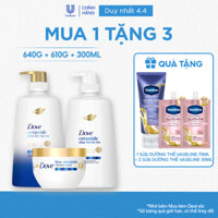 Combo Dầu Gội, Kem Xả, Kem Ủ Dove Ceramide Phục hồi hư tổn / Biotin Ngăn gãy rụng tóc 640g, 610g, 300ml