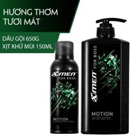 Combo Dầu gội nước hoa X-Men for Boss Motion 650g + Xịt khử mùi X-Men for Boss Motion 150ml LazadaMall