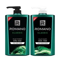 Combo Dầu Gội Romano Classic 650g, Sữa Tắm Romano Classic 650g