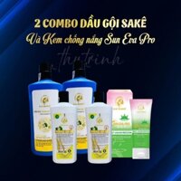 Combo dầu gội sakê và kem chống nắng Sun Eva Pro
