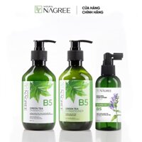 Combo dầu gội trà xanh Nagree 300ml + Dầu xả trà xanh Nagree 300ml + Nước dưỡng tóc 150ml thuần chay