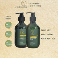 Combo Dầu gội và Dầu xả thảo dược kích mọc tóc, ngăn gàu, dưỡng tóc suông mượt, chắc khoẻ Opono Natural 300ml - 260ml