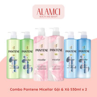 Combo Dầu Gội Và Dầu Xả PANTENE Micellar Shampoo & Conditioner Hương Hoa Hồng/ Tảo Biển/ Hoa Súng - 530ML x2 h