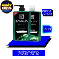 Combo Dầu gội và Sữa tắm Romano Classic cổ điển lịch lãm 650g/chai