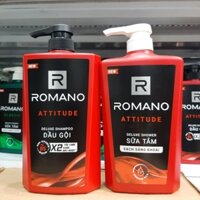 combo dầu gội và sữa tắm Romano Attitude 650g (màu đỏ)