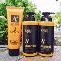 Combo dầu gội xả hấp phục hồi tóc Kella Argan Inca-Inchi 500ml { New 2024 }