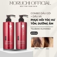 Combo dầu gội + xả Kumano Tsubaki 600ml chiết xuất dầu hoa trà Tsubaki hết khô xơ do hóa chất - Moruchi