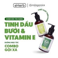 Combo dầu gội & xả MILAGANICS - Tinh dầu bưởi, ngừa rụng, kích mọc tóc - 250ml