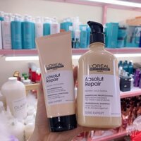 Combo Dầu gội xả phục hồi tóc Loreal Serie Expert Lipidium Absolut Repair Instant resurfacing 500ml --200ml