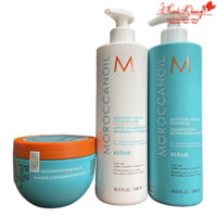 Combo dầu gội xả và hấp MOROCCANOIL Moisture Repair phục hồi độ ẩm 500mlx2 + 250ml [ MK ]