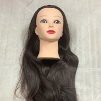 Combo Đầu Manocanh Tóc Dài 60cm Chịu Nhiệt + Eto Gá Bàn Để Canh Học Làm Tóc