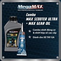 Combo dầu nhớt động cơ và nhớt hộp số cho xe tay ga MegaMax Scooter Ultra 10w40 800ml + 120ml