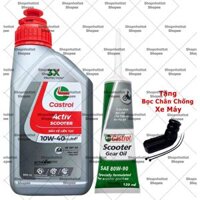 Combo Dầu nhớt tay ga Castrol Activ 10W40 800ml (0.8 L)  + Nhớt Lap Castrol (Tặng bọc chân chống) – Shopnhottot
