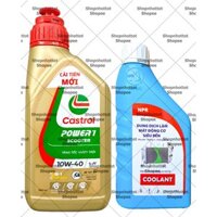 Combo Dầu nhớt tổng hợp tay ga Castrol Power-1 Scooter 10w40 800ml ( 0.8L) + Chai Nước mát động cơ NPR