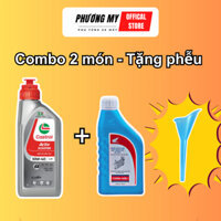 Combo Dầu nhớt tổng hợp tay ga Castrol ACTIV SCOOTER 10W-40 4-AT (0.8L - 1L) + Nước làm mát Honda + Tặng phễu