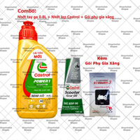 Combo Dầu nhớt Tổng hợp tay ga Castrol Power1 Scooter 10W40 800ml ( 0.8L ) + Nhớt Lap Castrol + Tặng phụ gia Ecoburn