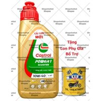 Combo Dầu nhớt tổng hợp tay ga Castrol Power-1 Scooter 10w40 800ml ( 0.8L) + Lon phụ gia bảo vệ động cơ U.S