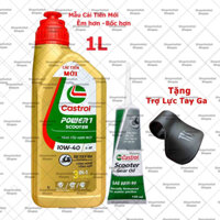 Combo Dầu nhớt tổng hợp tay ga Castrol Power-1 Scooter 10W40 1000ml + Nhớt láp Castrol + Tặng trợ lực tay ga