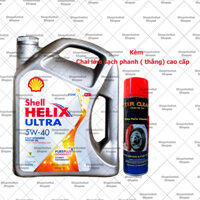 Combo Dầu Nhớt Tổng Hợp Toàn Phần Ô-tô Shell Helix Ultra 5W40 4L ( API: SP/  ACEA A3/B4 ) + Chai vệ sinh thắng xe X1R