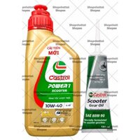 Combo Dầu nhớt xe tay ga Castrol Power-1 Scooter 10W40  800ml (0.8L)  + Nhớt láp 80w90 >>>