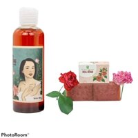 Combo dầu tắm Hoa Hồng và xà bông Hoa Hồng Sinh Dược từ thiên nhiên - Shope Mẹ Thiên Nhiên