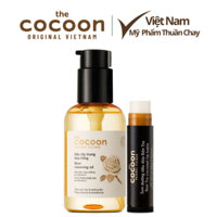 Combo Dầu tẩy trang hoa hồng cocoon 140ml + Son dưỡng môi dầu dừa bến tre cocoon 5g - Thuần Chay Việt Nam