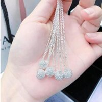 combo dây chuyền , bông tai , bạc 925 , quả cầu đá - KIM HƯNG STORE