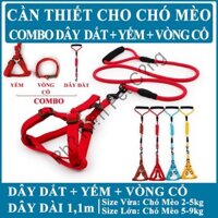 [COMBO] Dây Dắt + Yếm + Vòng Cổ Chó Mèo Từ 2-9kg