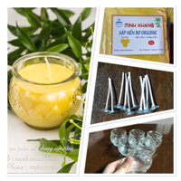 Combo đầy đủ 60 cốc sen + 6 kg sáp bơ Organic Minh Khang + 60 bấc không khói muội đã chuốt sáp - Tự làm nến handmade