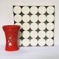 Combo Đế Đèn Đốt Tinh Dầu Hình Trụ Liền Kèm 50 Viên Nến Duy Trì 4 - 5 Giờ