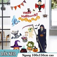 Combo decal dán tường Halloween - Halloween hoạt hình kết hợp thần chết (2 Tấm)
