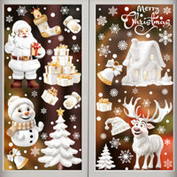COMBO DECAL NOEL - Hít tĩnh điện - Ông Già Noel Và Tuần Lộc Sừng Dài To Trắng(9 tấm)-SD23020