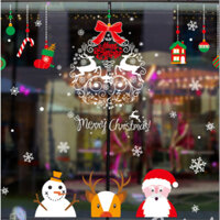 COMBO-Decal trang trí NOEL- Vòng tròn tuần lộc và người tuyết-CDN16