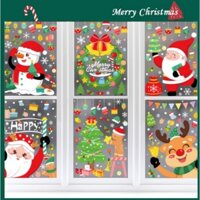 COMBO-Decal trang trí NOEL HÍT TĨNH ĐIỆN -Noel trong khung cửa sắc màu rực rỡ (6 tấm)-CDN166