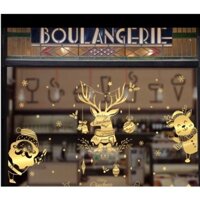 COMBO-Decal trang trí NOEL-Tuần lộc ánh vàng cùng ông già noel cao cấp ánh vàng (3 tấm)-CDN13