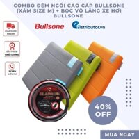 Combo Đệm Ngồi Cao Cấp Bullsone (Xám Size M) + Bọc Vô Lăng Xe Hơi Bullsone HQBT02