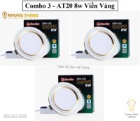Combo Đèn Led Âm Trần Downlight Đổi Màu Rạng Đông AT20 ĐM - Công Suất 8w - Khoét Lỗ 90mm - Viền Vàng - Bộ 3 - AT20 ViềnVàng