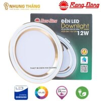 Combo Đèn Led Âm Trần Downlight Đổi Màu Rạng Đông AT20 ĐM - Công Suất 8w - Khoét Lỗ 90mm - Viền Vàng - Bảo Hành 2 Năm