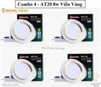 Combo Đèn Led Âm Trần Downlight Đổi Màu Rạng Đông AT20 ĐM - Công Suất 8w - Khoét Lỗ 90mm - Viền Vàng - Bộ 4 - AT20 ViềnVàng