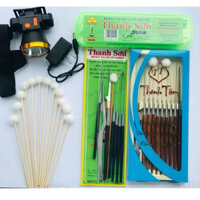 Combo Đèn Pin+Bông Xe+Bộ Dụng Cụ Lấy Ráy Tai Móc  Ráy Tai Thanh Sơn 8 Món Kèm Hộp Nhựa Dụng Cụ Lấy Ráy Tai THANH SƠN