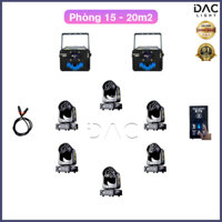Combo Đèn Sân Khấu 15 – 30m² | Laser 3W + Moving 6 Mắt Laser + Card Điều Khiển