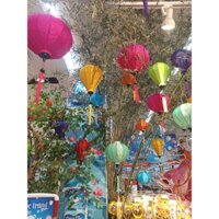 Combo đèn vải lụa, đèn trắng trí, đèn treo tết, đèn lồng hội an