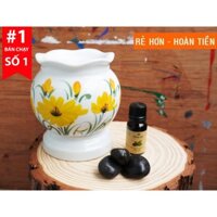 Combo đèn xông tinh dầu gốm sứ Bát Tràng dùng điện(hàng loại 1) + 1 tinh dầu Hương Mộc 10ml, có video sản phẩm